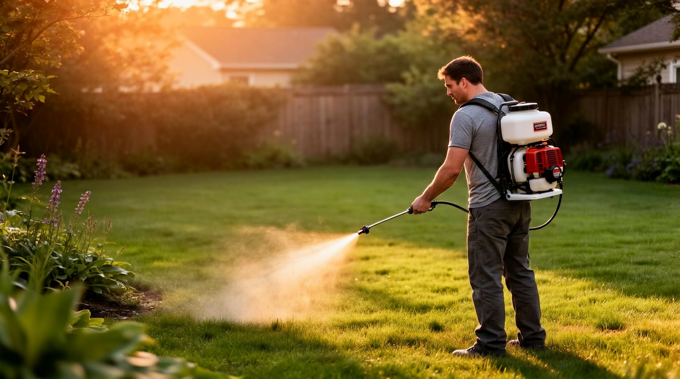Backyard treatment at sunset in Northeast Ohio